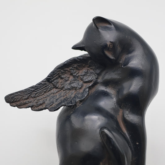 Antique Angel Cat Figurine