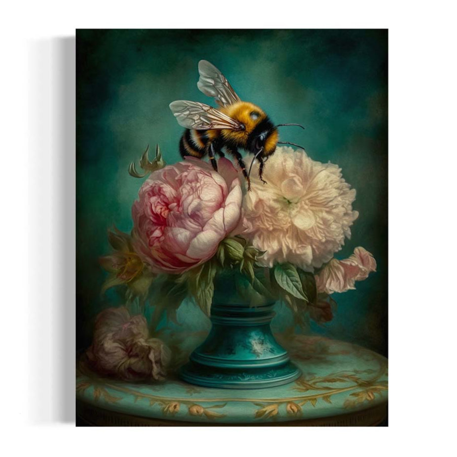 Bee & Pink Peonies Art Print (8" x 10")