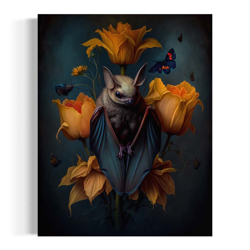 Fruit Bat Floral Art Print (8" x 10")