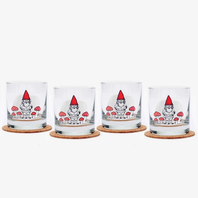 Forest Gnome Cocktail Glasses set/4