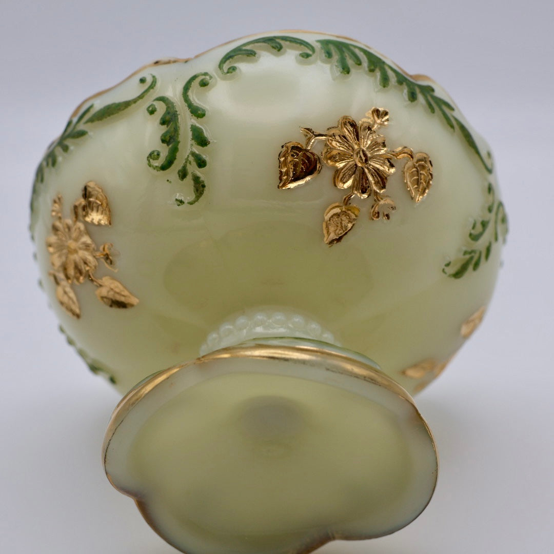 Northwood "Intaglio" Victorian Custard Glass Compote (as-is)