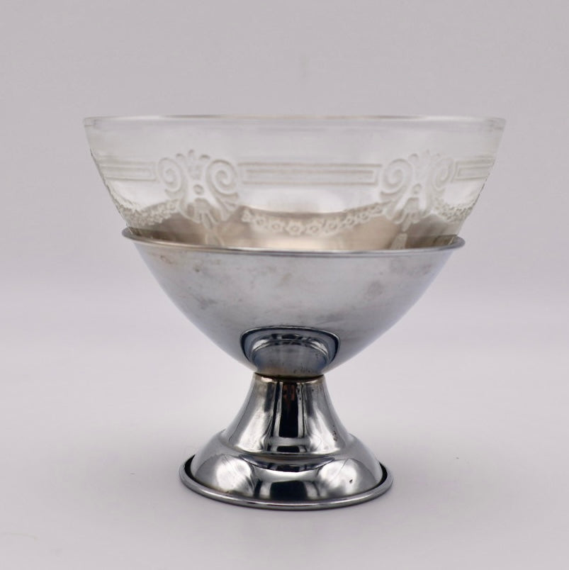 1930's Depression Era Glass & Chrome Sorbet Cups (set of 2)