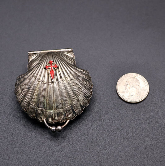 Antique Scallop Shell Rosary Case with Cross of Saint James (c. 1890–1920)