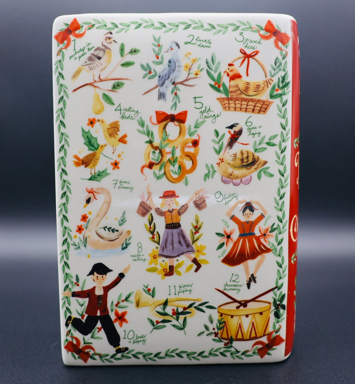 The Twelve Days of Christmas Ceramic Book Vase | Literary Holiday Décor