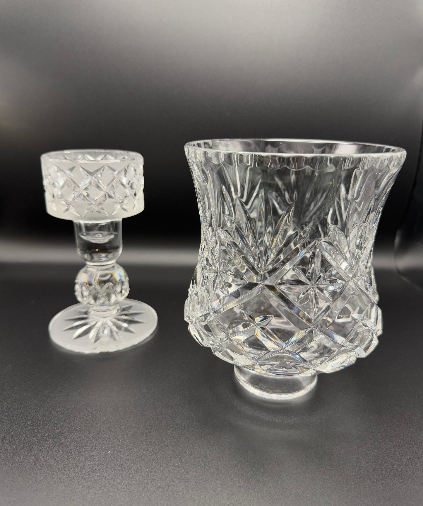 Lead Crystal Hurricane Candle Holder