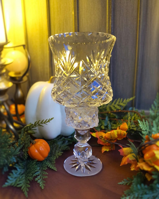 Lead Crystal Hurricane Candle Holder