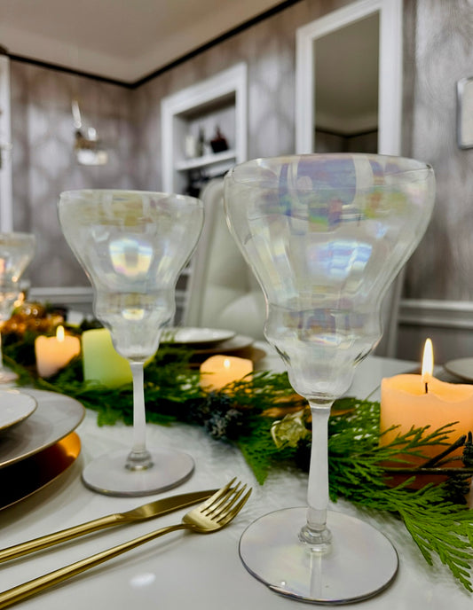 Fostoria Mother of Pearl Iridescent Water Goblets (Set of 2)