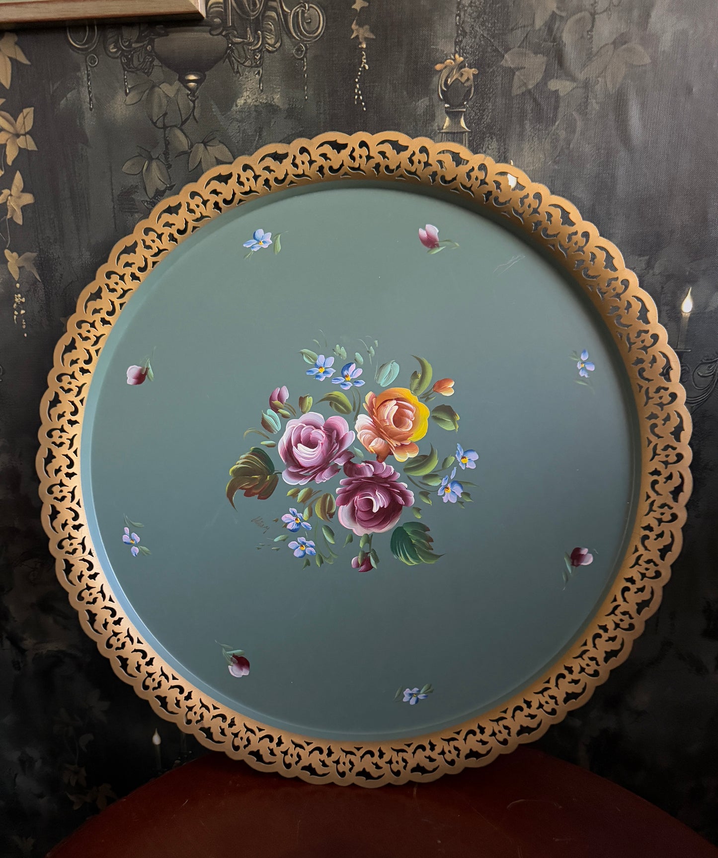 Vintage Nashco Hand-Painted Toleware Tray
