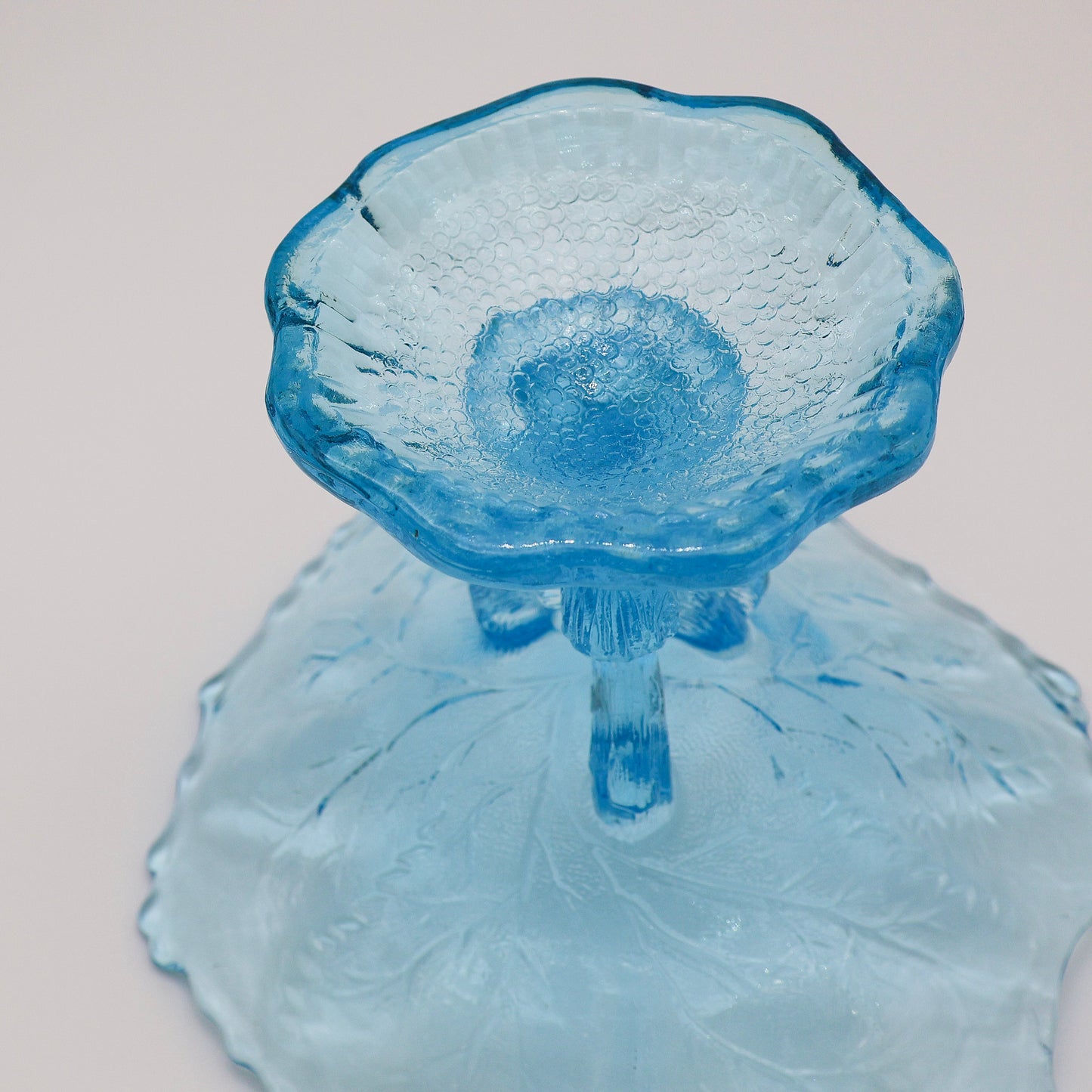 Portieux Vallerysthal Blue Glass Tree Compote