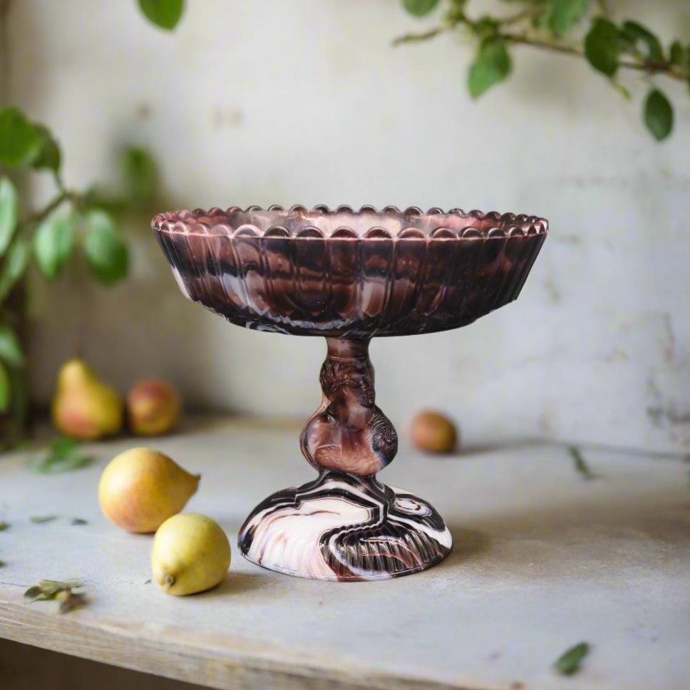 Antique Jenny Lind Glass Compote (purple)