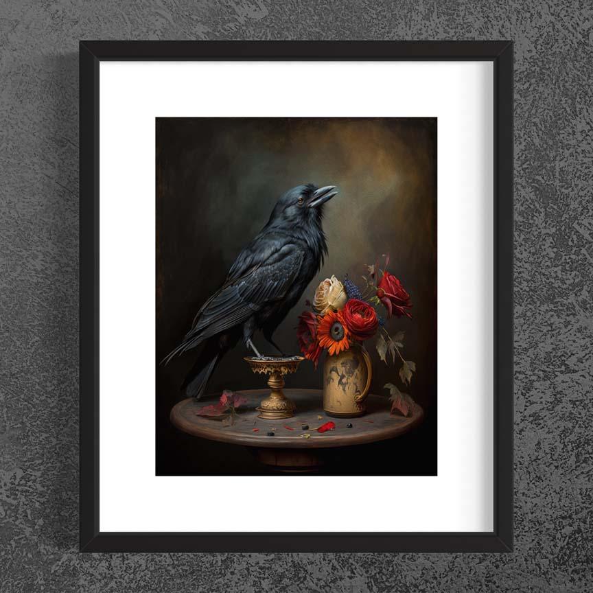 Raven Floral Art Print (8" x 10")