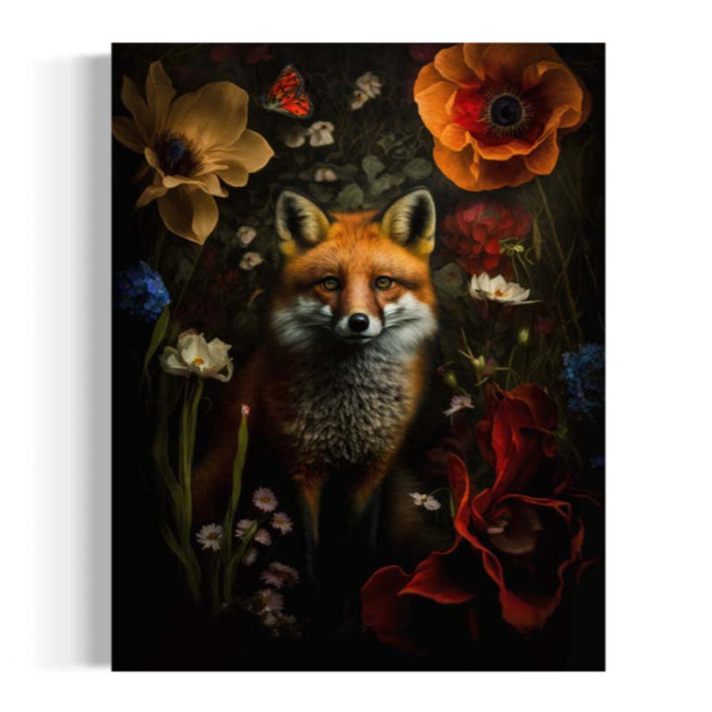 Red Fox Floral Art Print (8" x 10")