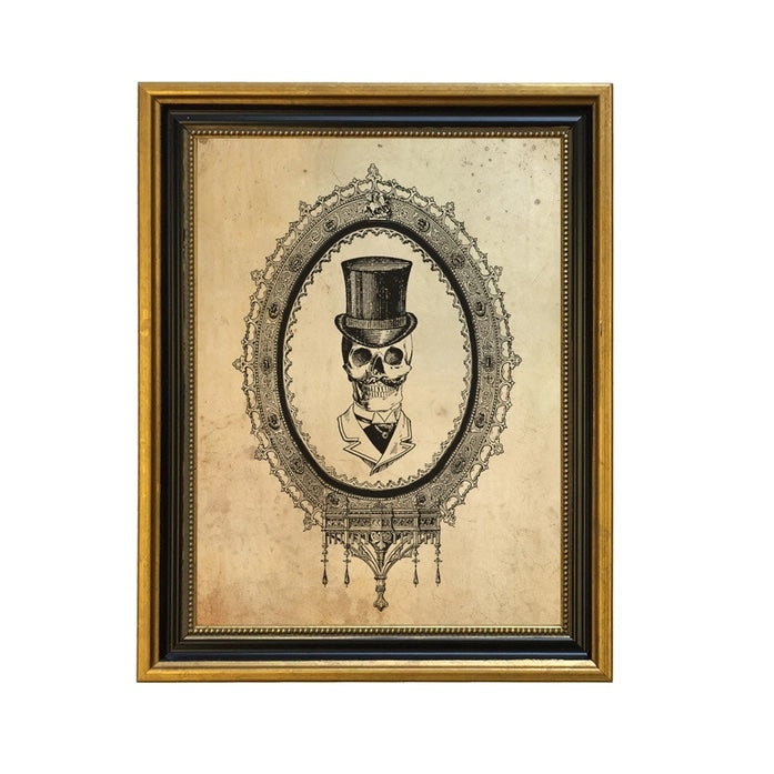 Skull in Top Hat Framed Print (7.5 x 9.5)