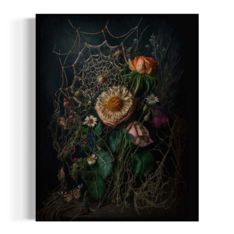 Flowers & Spiderwebs Art Print (8" x 10")