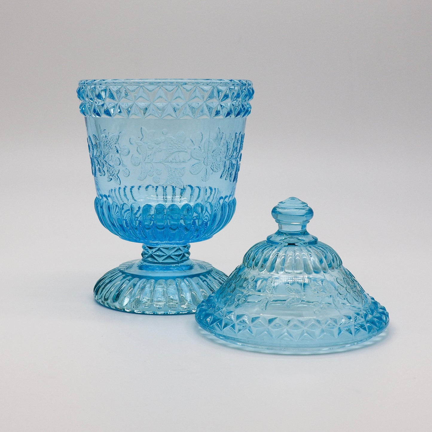 Wildflower Blue Glass Jar