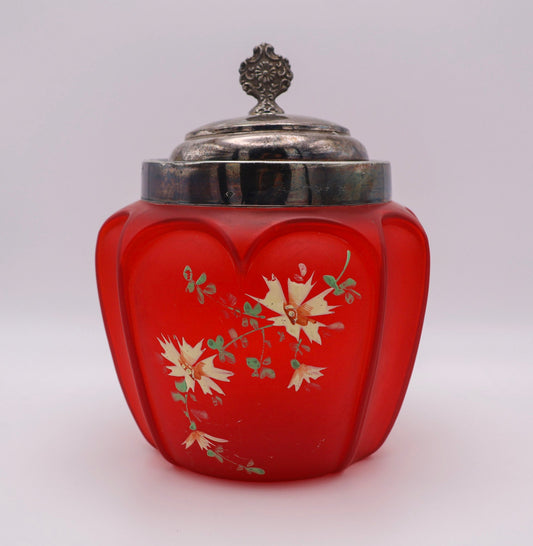 Red Satin Biscuit Jar