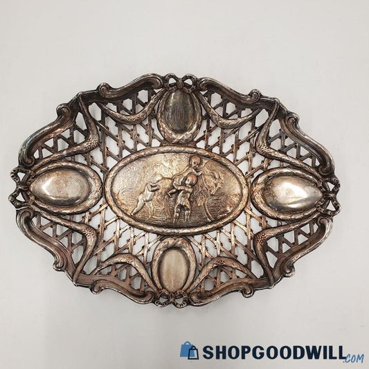 AWC Metal Latticework Tray - Children and a Goat