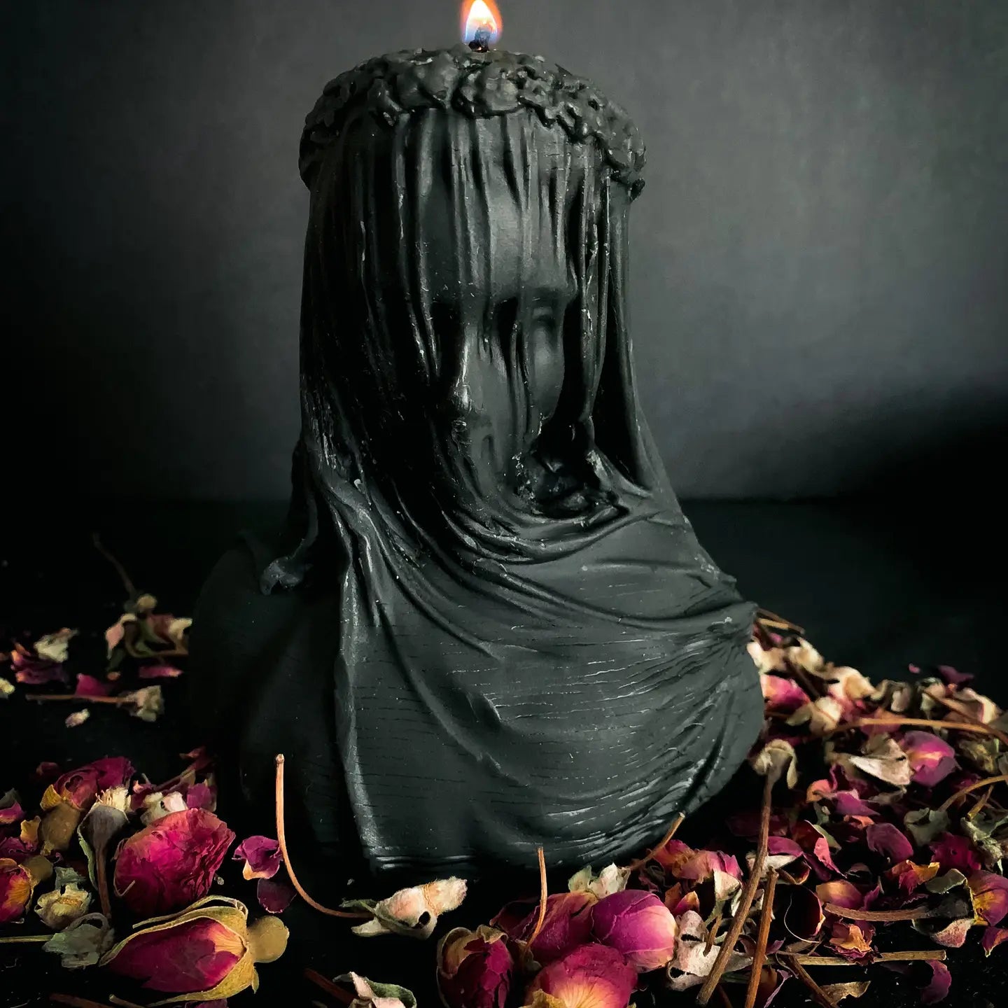 Black Veiled Madonna Candle