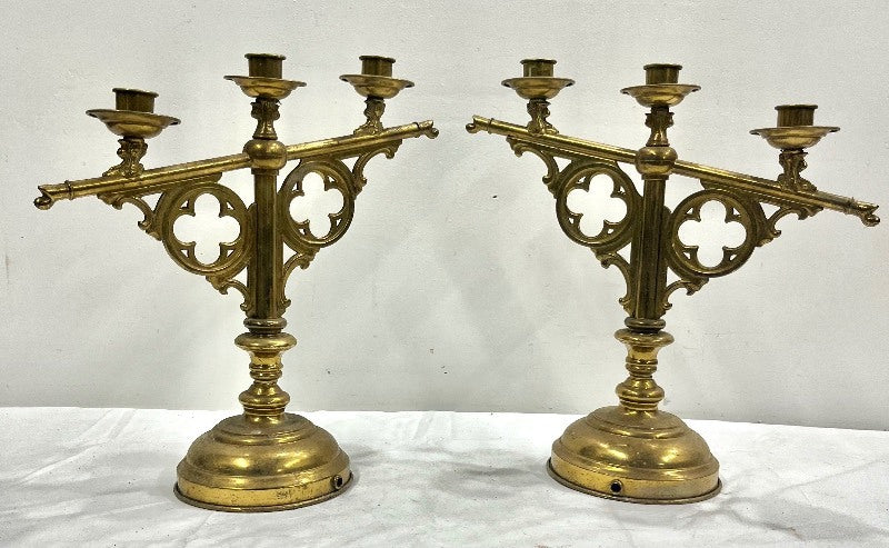 Altar Brass Candelabra Pair