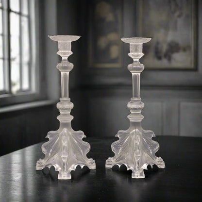 Pair of Val Saint Lambert Griffin Candlesticks