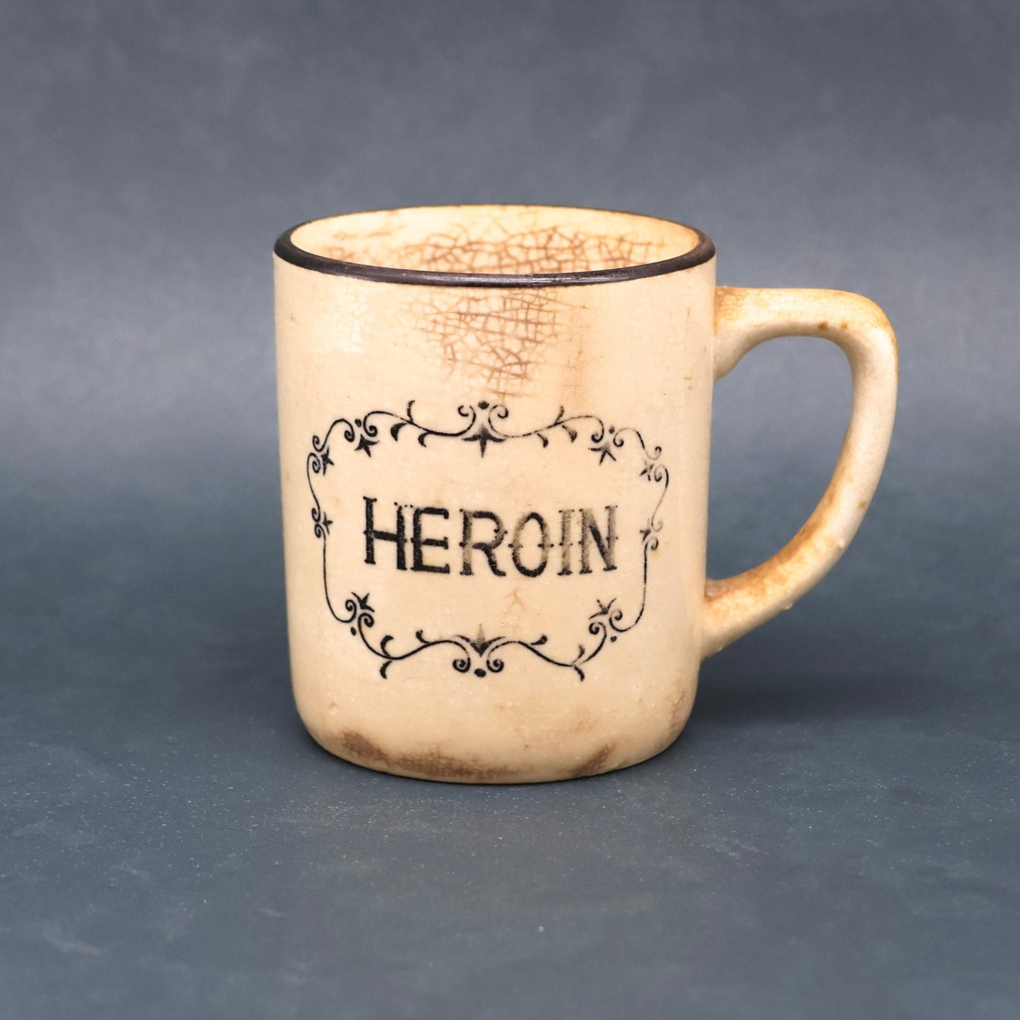 Heroin Mug with Skull + Crossbones