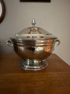 Vintage Mid-Century Mexican Hammered Silverplate Lidded Tureen