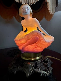 Art Deco Fulper Ballerina Perfume Lamp with Cast Metal Base
