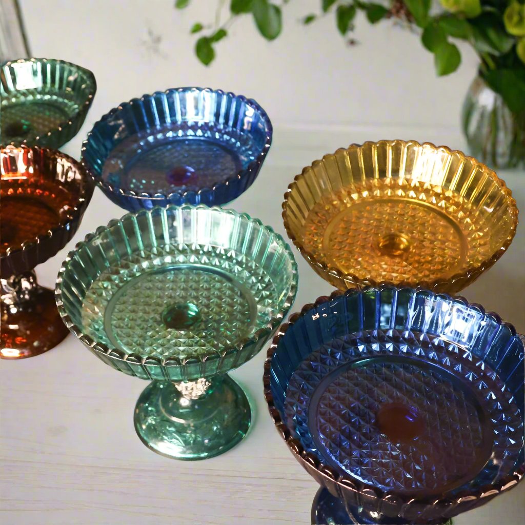 Antique Jenny Lind Glass Compotes