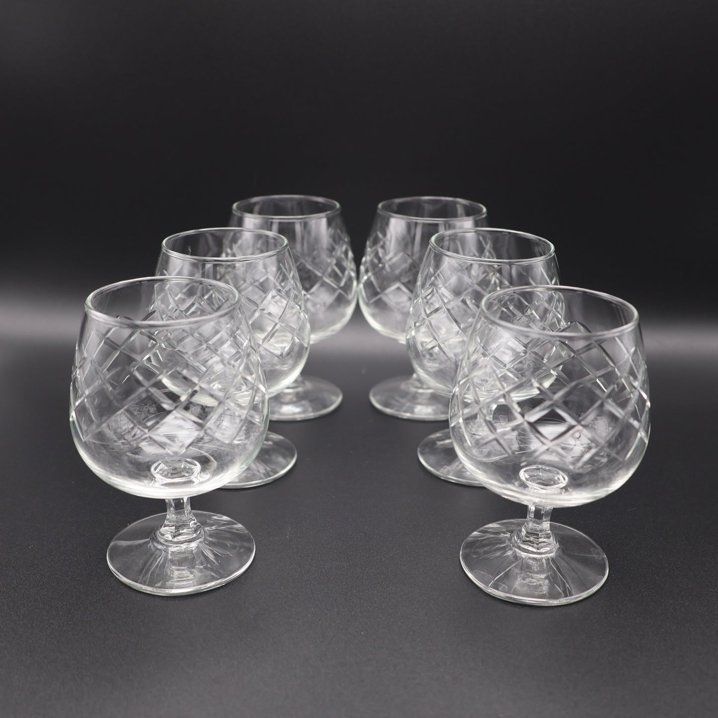 Crystal Cut Brandy Glasses with Stand