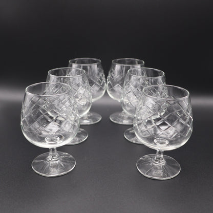 Crystal Cut Brandy Glasses with Stand