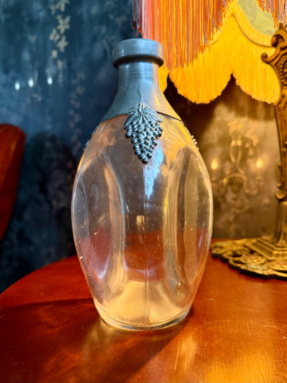 Pinch Glass Bottle with Grape Accents