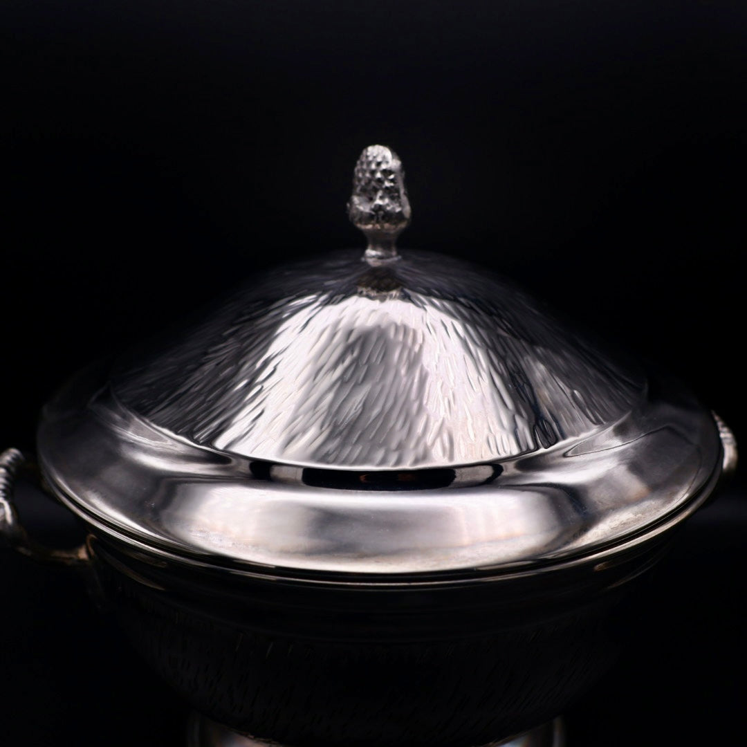 Vintage Mid-Century Mexican Hammered Silverplate Lidded Tureen