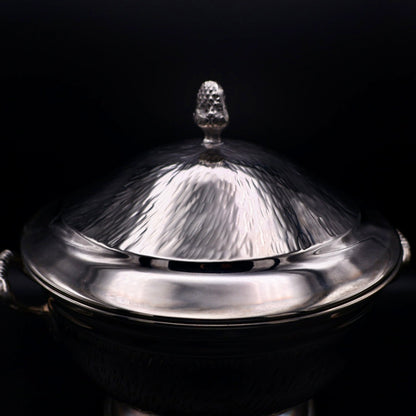 Vintage Mid-Century Mexican Hammered Silverplate Lidded Tureen