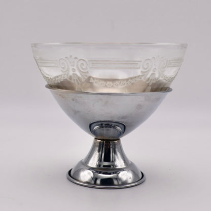 1930's Depression Era Glass & Chrome Sorbet Cups (set of 2)