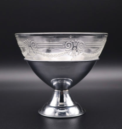 1930's Depression Era Glass & Chrome Sorbet Cups (set of 2)