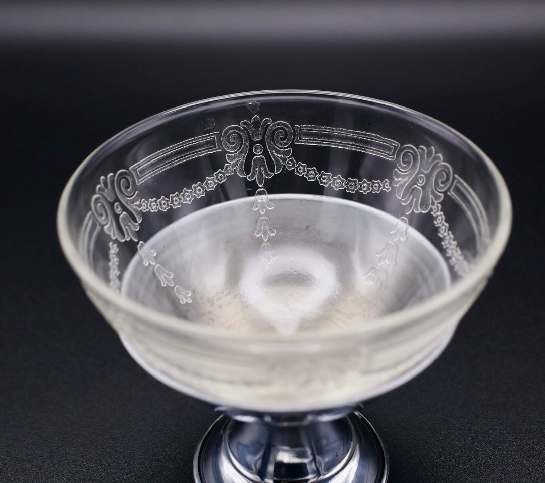 1930's Depression Era Glass & Chrome Sorbet Cups (set of 2)