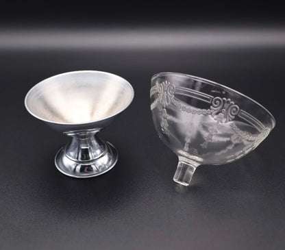 1930's Depression Era Glass & Chrome Sorbet Cups (set of 2)