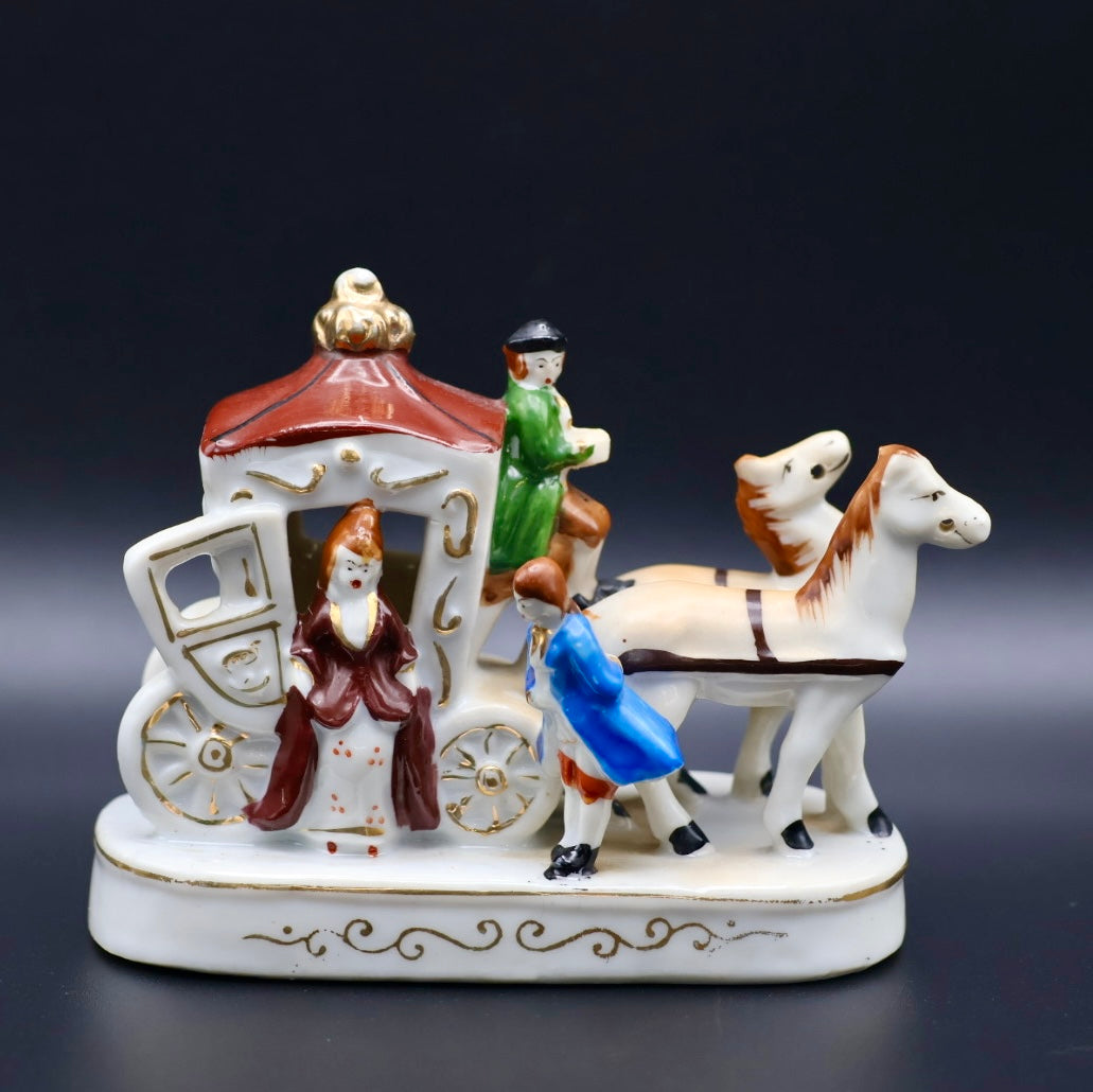 Pico Japan Hand Painted Horse Stage Coach Figurine
