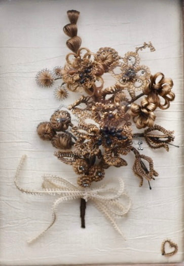 Antique-Style Hairwork Bouquet (made in MN, 1990s)