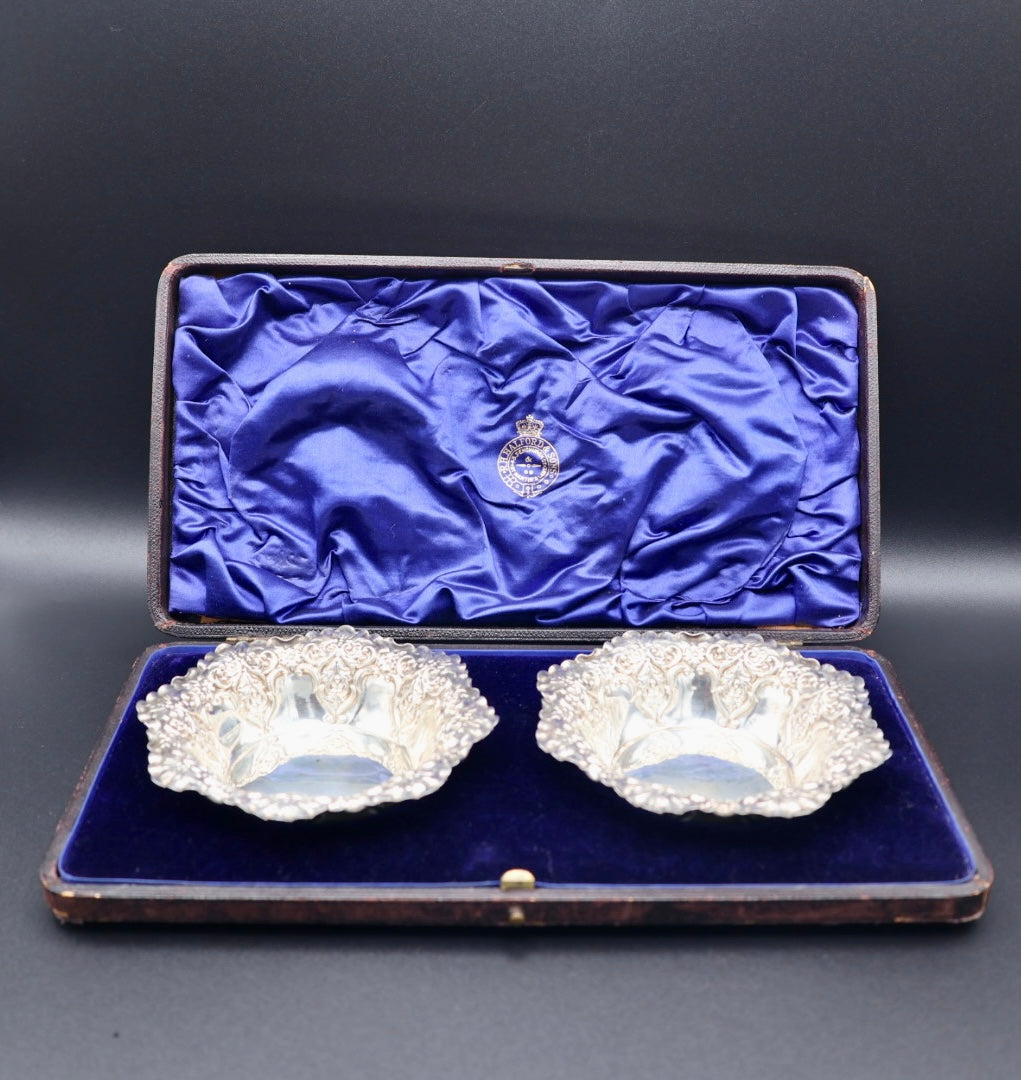1895 Victorian Sterling Silver Bon Bon Dishes by Sanderson Brothers