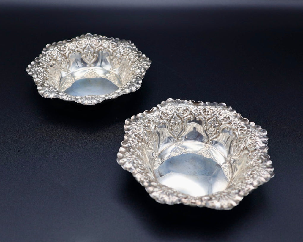 1895 Victorian Sterling Silver Bon Bon Dishes by Sanderson Brothers