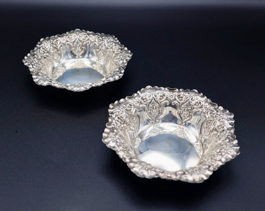 1895 Victorian Sterling Silver Bon Bon Dishes by Sanderson Brothers