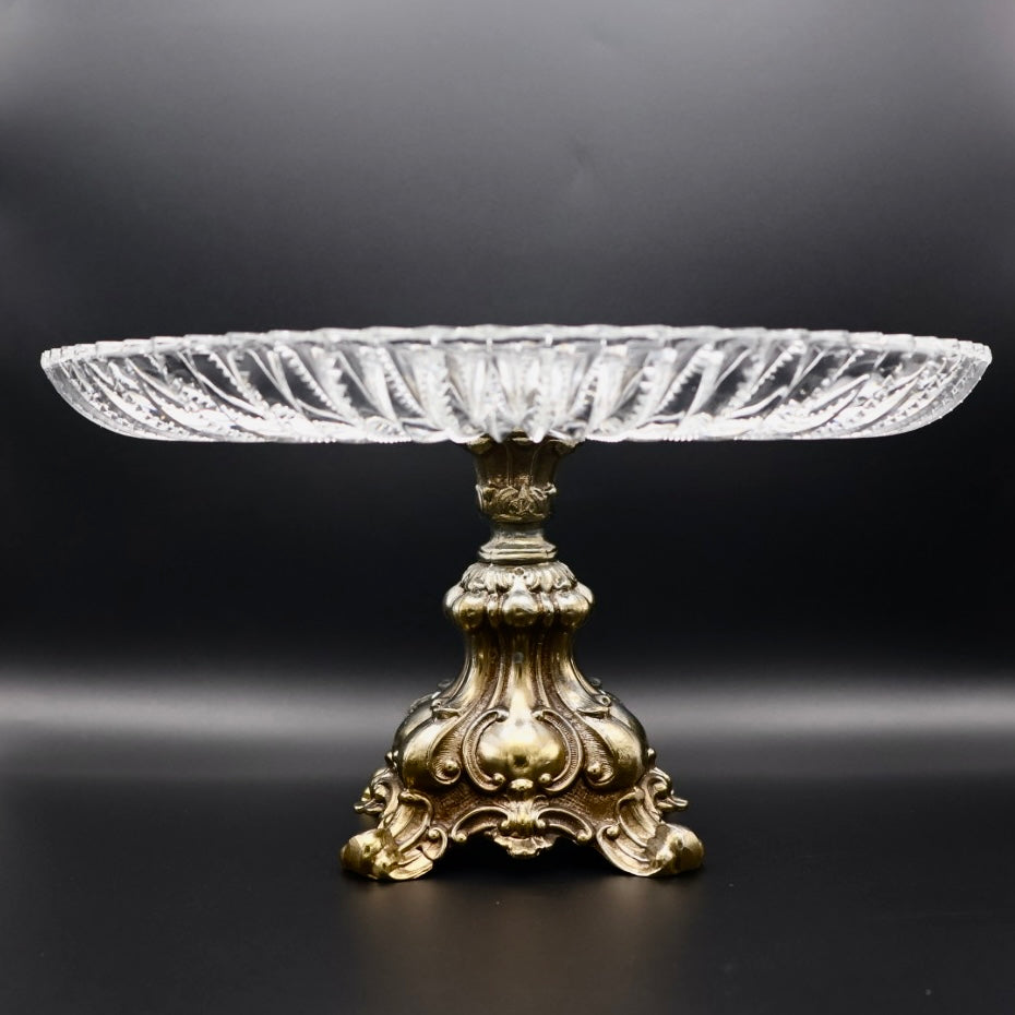 Crystal and Brass Centerpiece Stand