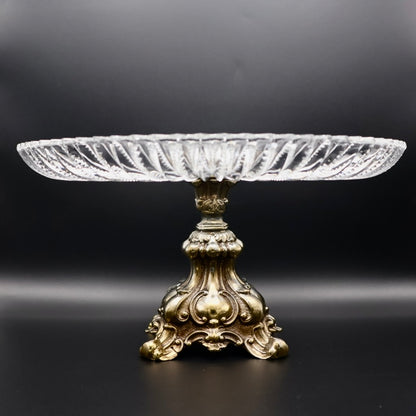 Crystal and Brass Centerpiece Stand