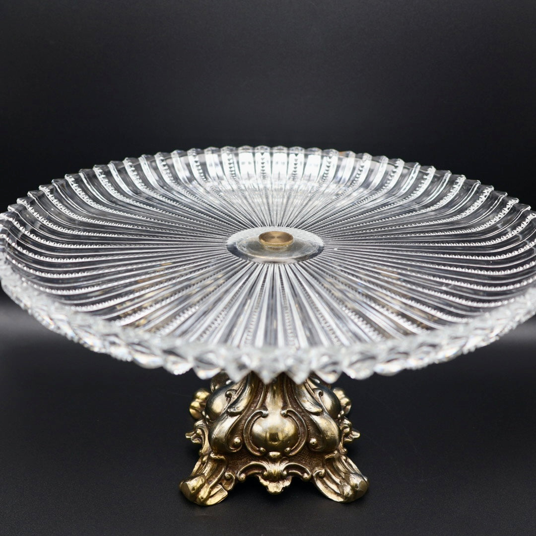 Crystal and Brass Centerpiece Stand