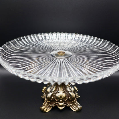 Crystal and Brass Centerpiece Stand