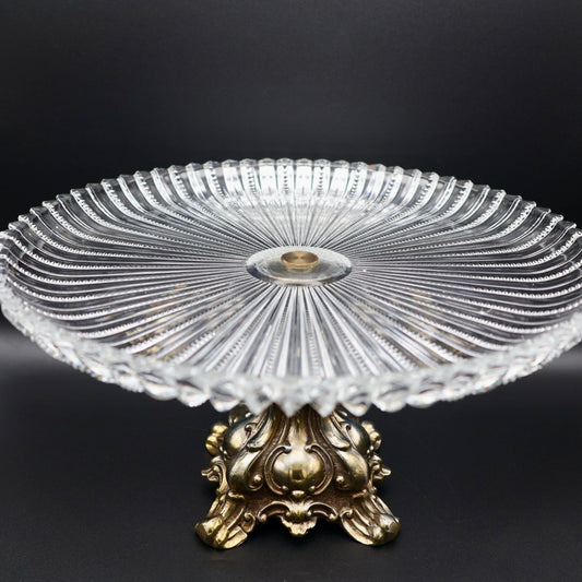 Crystal and Brass Centerpiece Stand