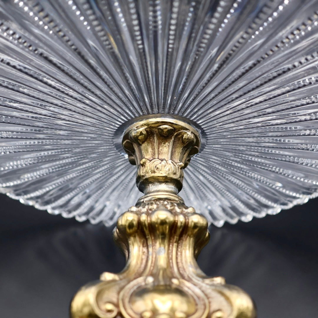 Crystal and Brass Centerpiece Stand