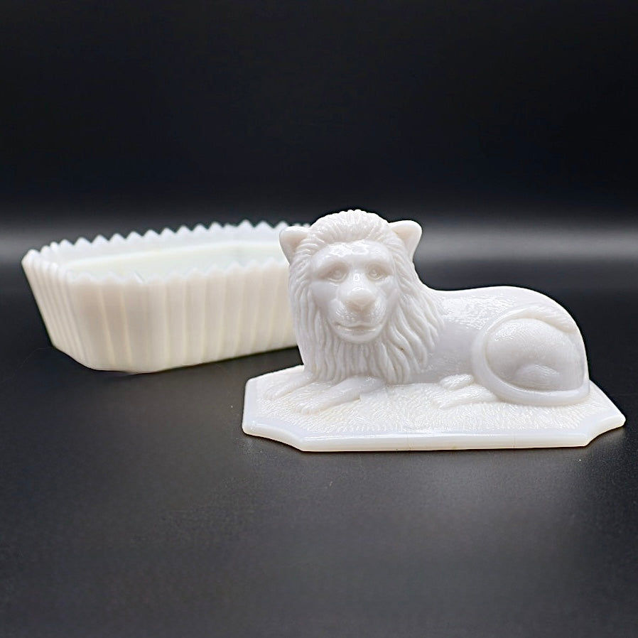 Westmoreland "Lion on Nest" Milk Glass Covered Dish