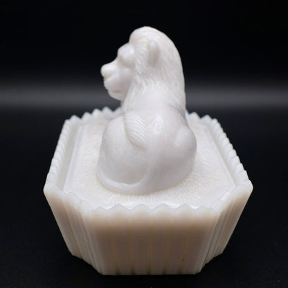 Westmoreland "Lion on Nest" Milk Glass Covered Dish